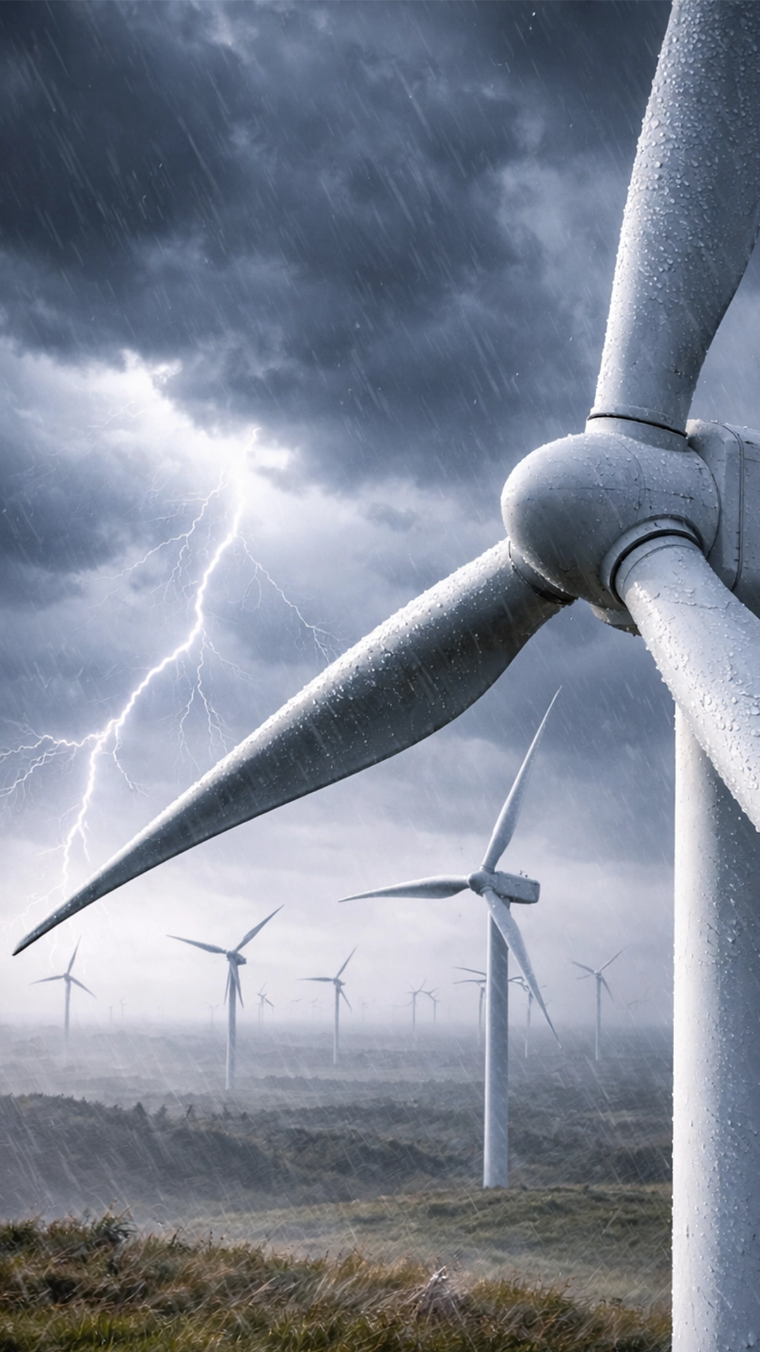 Windkraftanlagen in einem Sturm, Stimmungsbild für Witterungsbeständige Schaumstoffe